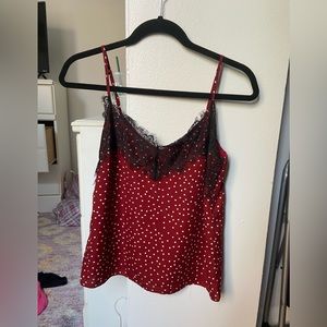 Red polk a dot top